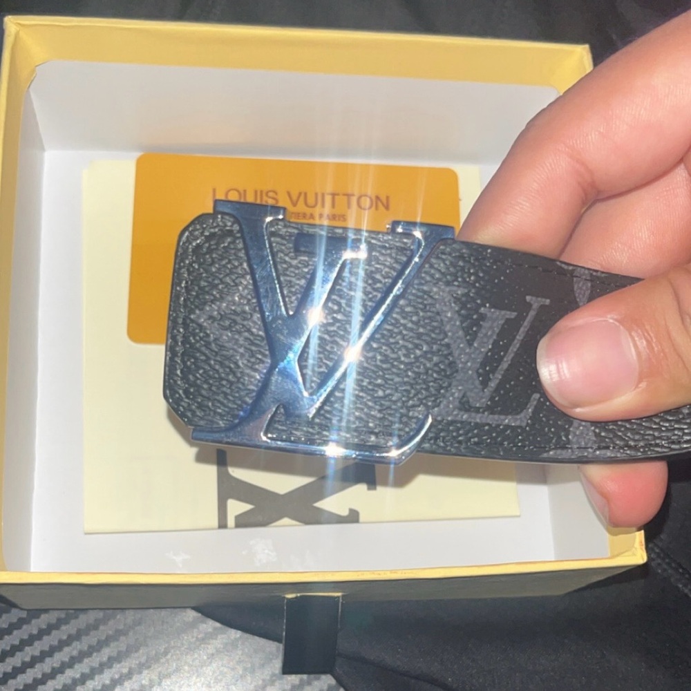 Louis Vuitton Black Textured Monogram Belt
